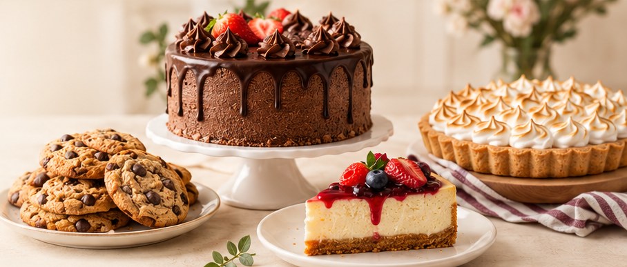 Pasteles, pays y galletas